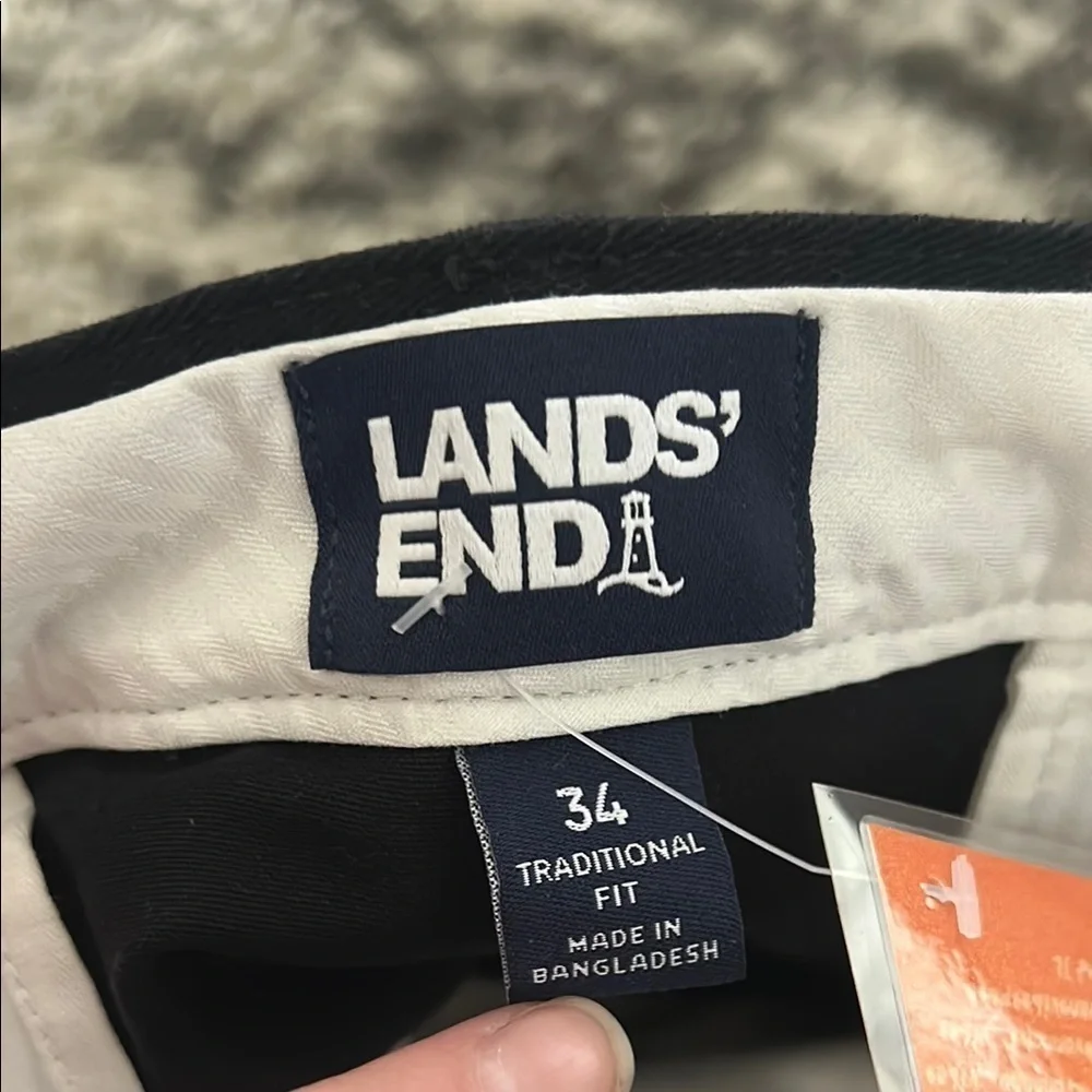 Lands' End Black Dress Pants with Straight Leg Design